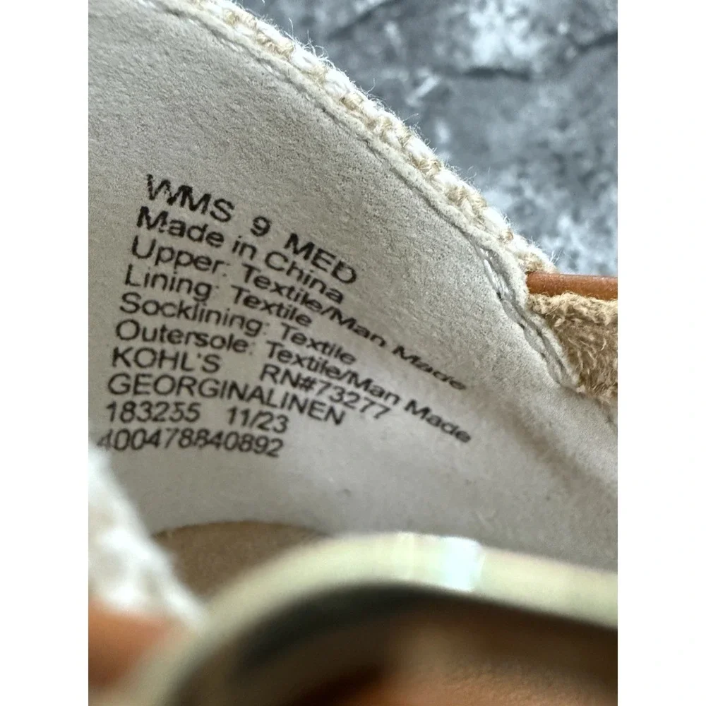 Croft And Barrow Womens Jute Wrapped Wedge Espadrille Sandal Linen Size 9M